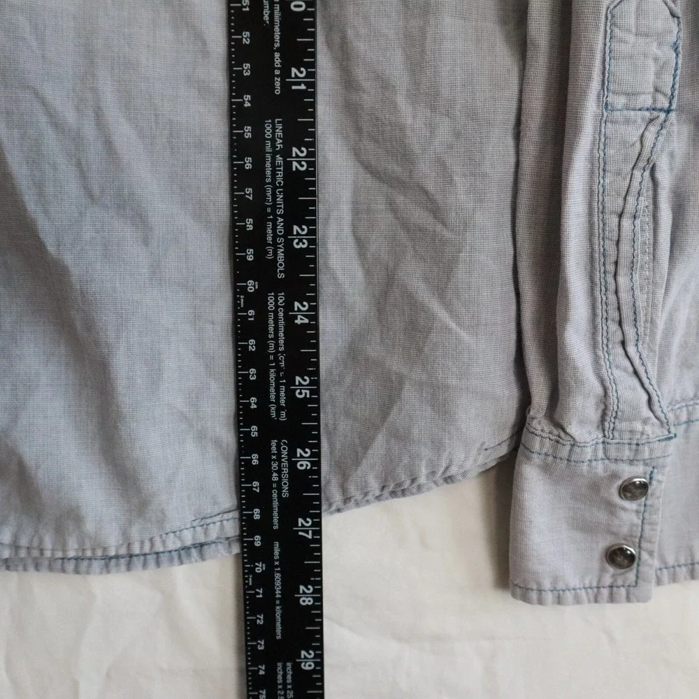 Levi's Shirt Mens Large Western Cowboy Rodeo Pearl Snap‎ Light Blue Long Sleeve